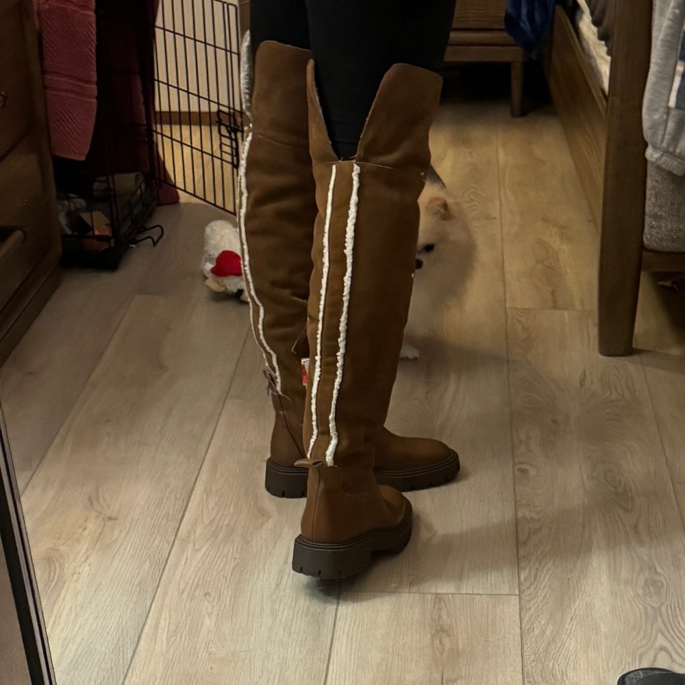 Zara suede Brown over Knee-High Boots caramel 38 (7,5)